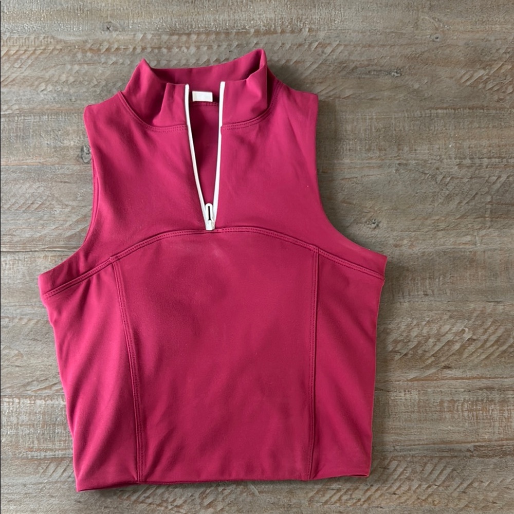 Women's Sleeveless Zip-Up Top - Red